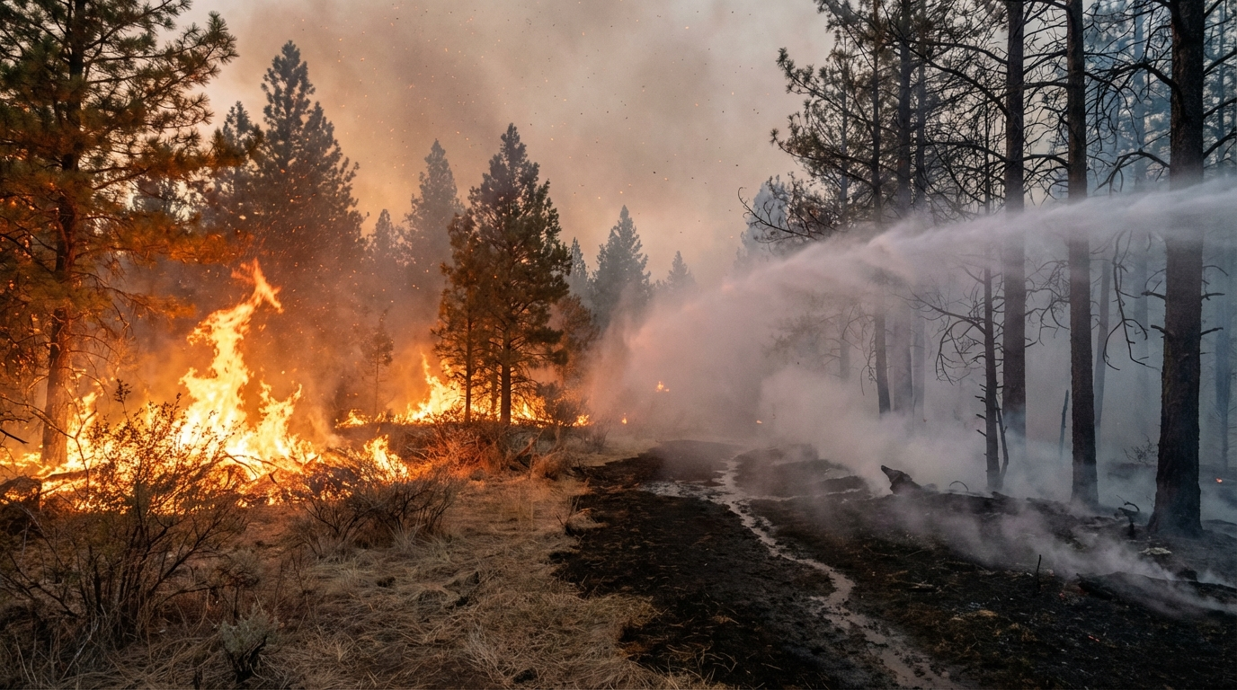 ultra realistic wildfire containment scene intense 485e2c2a05